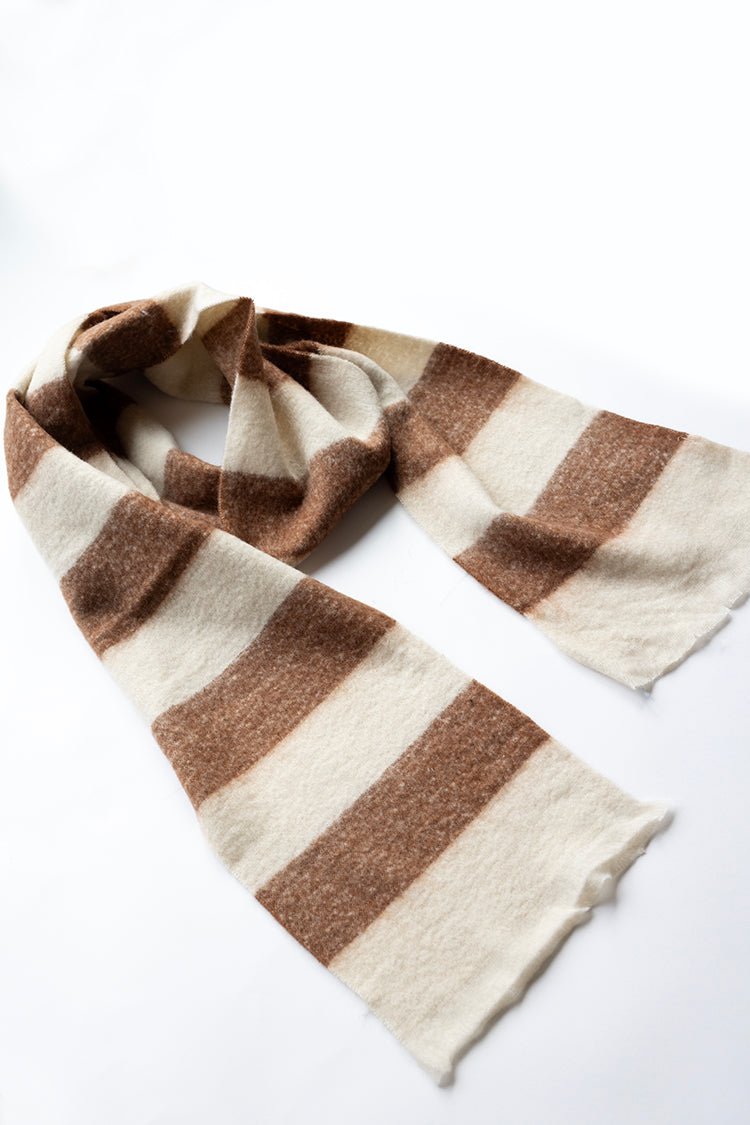 Brown and Cream Striped Chunky Scarf - Flea Style