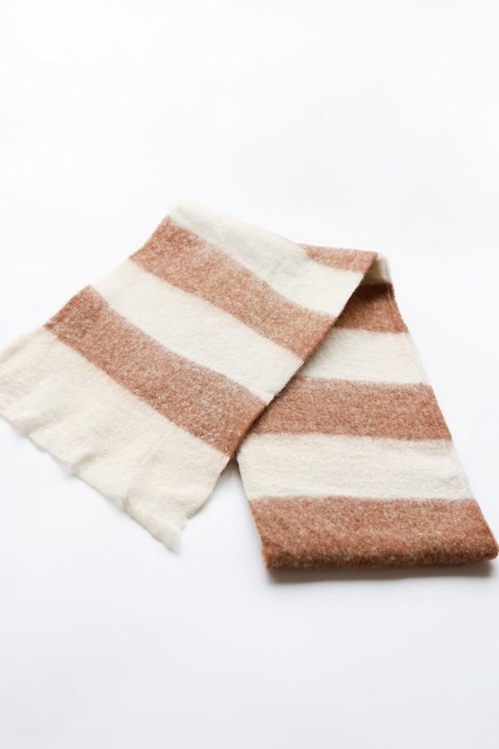 Brown and Cream Striped Chunky Scarf - Flea Style