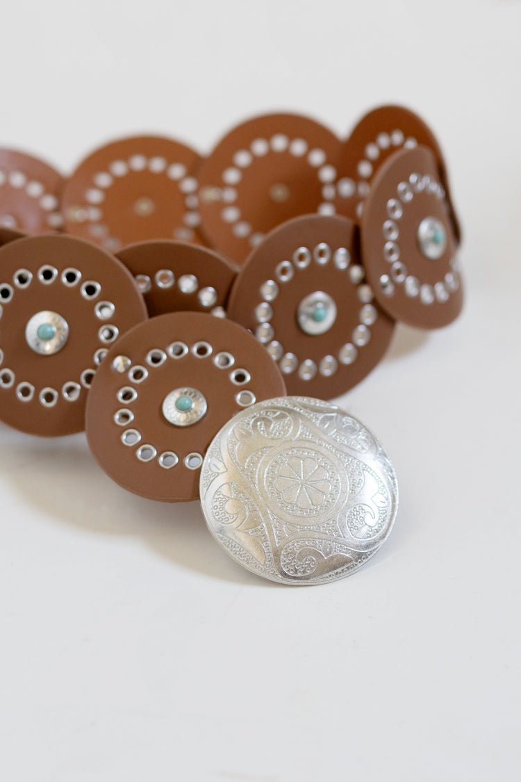 Brown and Turquoise Disc Belt - Flea Style