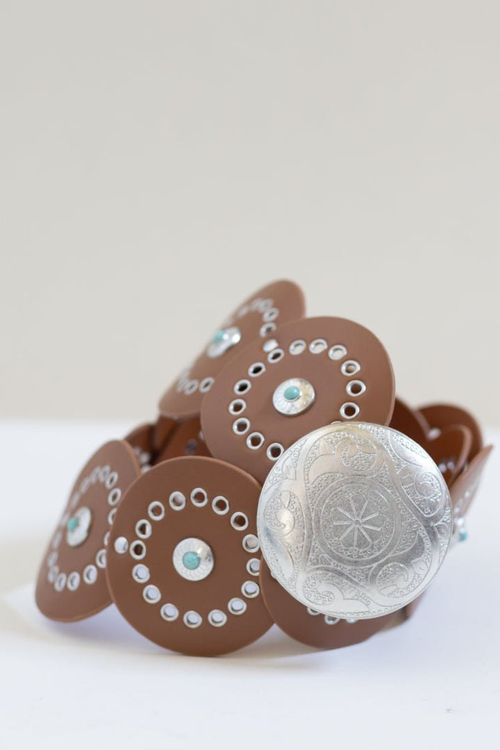 Brown and Turquoise Disc Belt - Flea Style