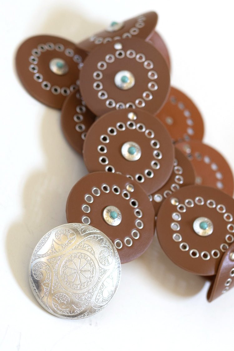 Brown and Turquoise Disc Belt - Flea Style