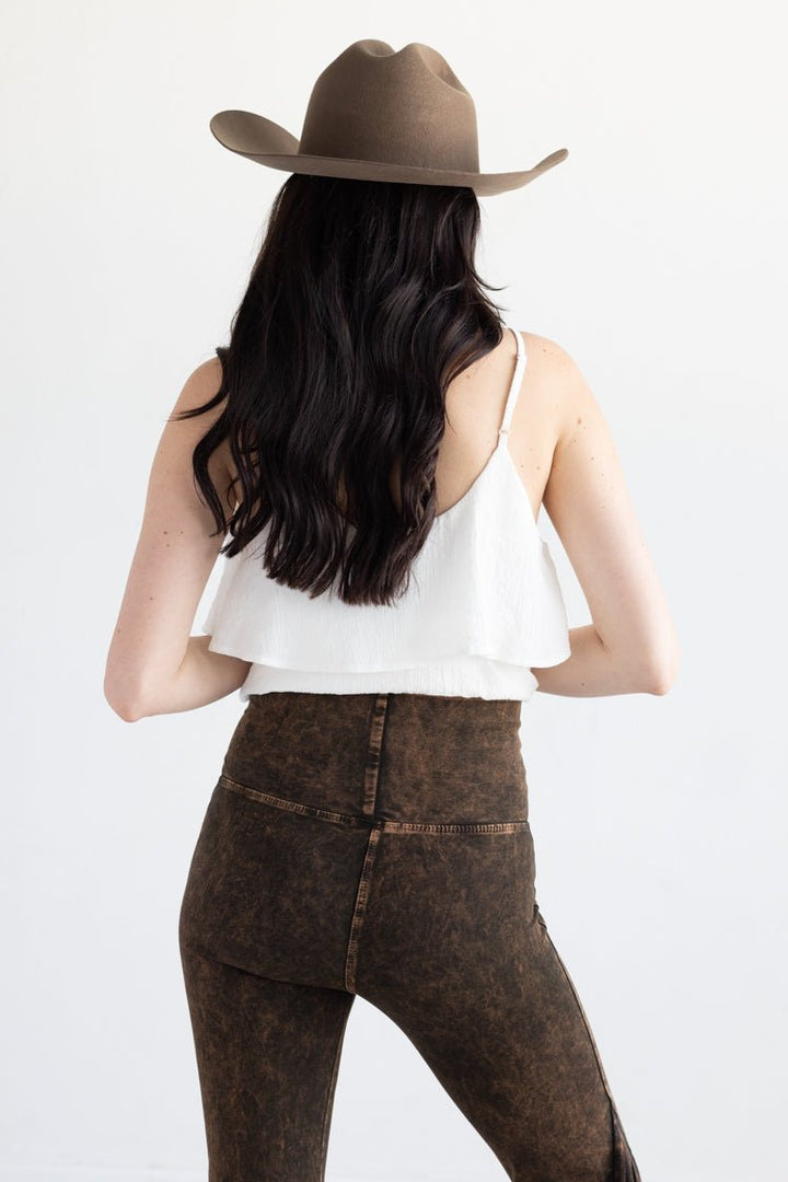 Brown Fringe Flare Leggings - Flea Style