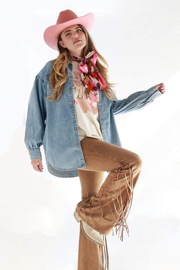 Camel Fringe Flare Leggings - Flea Style