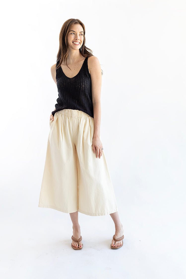 Canvas Pocket Pants with Elastic Waist - Flea Style