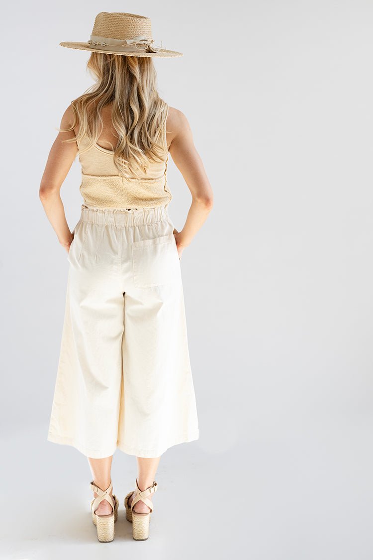 Canvas Pocket Pants with Elastic Waist - Flea Style