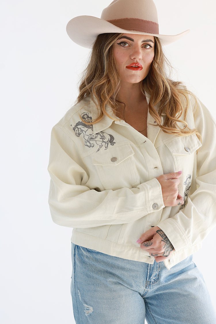 Cowgirl Embroidered Denim Jacket - Flea Style