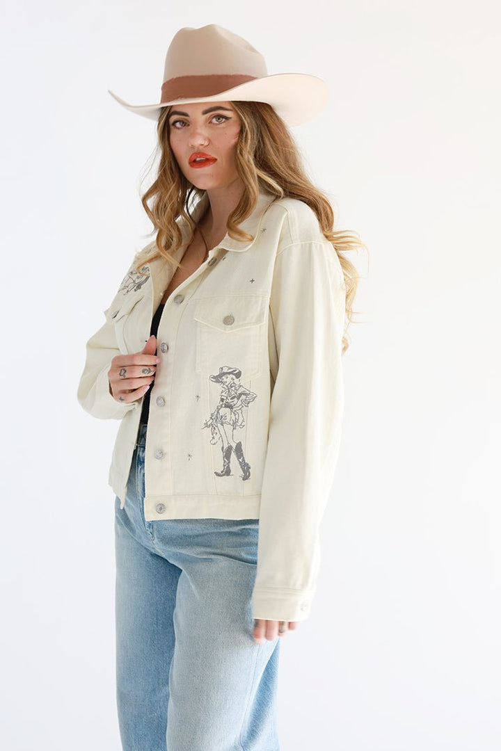 Cowgirl Embroidered Denim Jacket - Flea Style