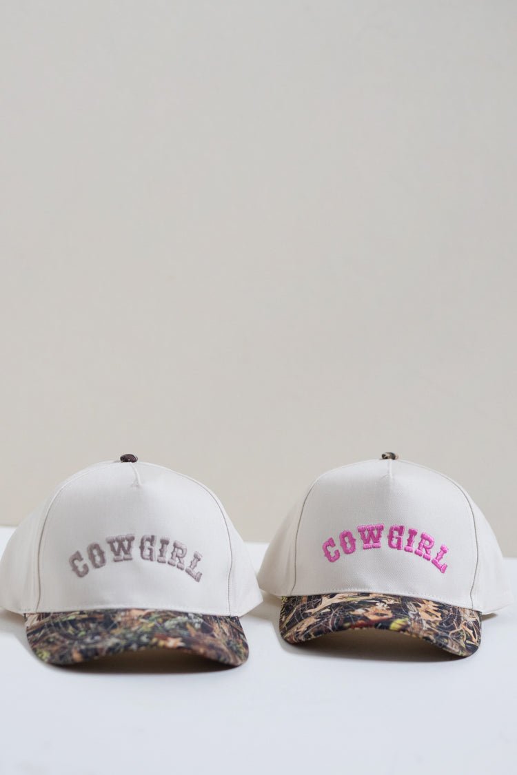 Cowgirl Lettering Embroidery Camo Two - Tone Cap - Flea Style