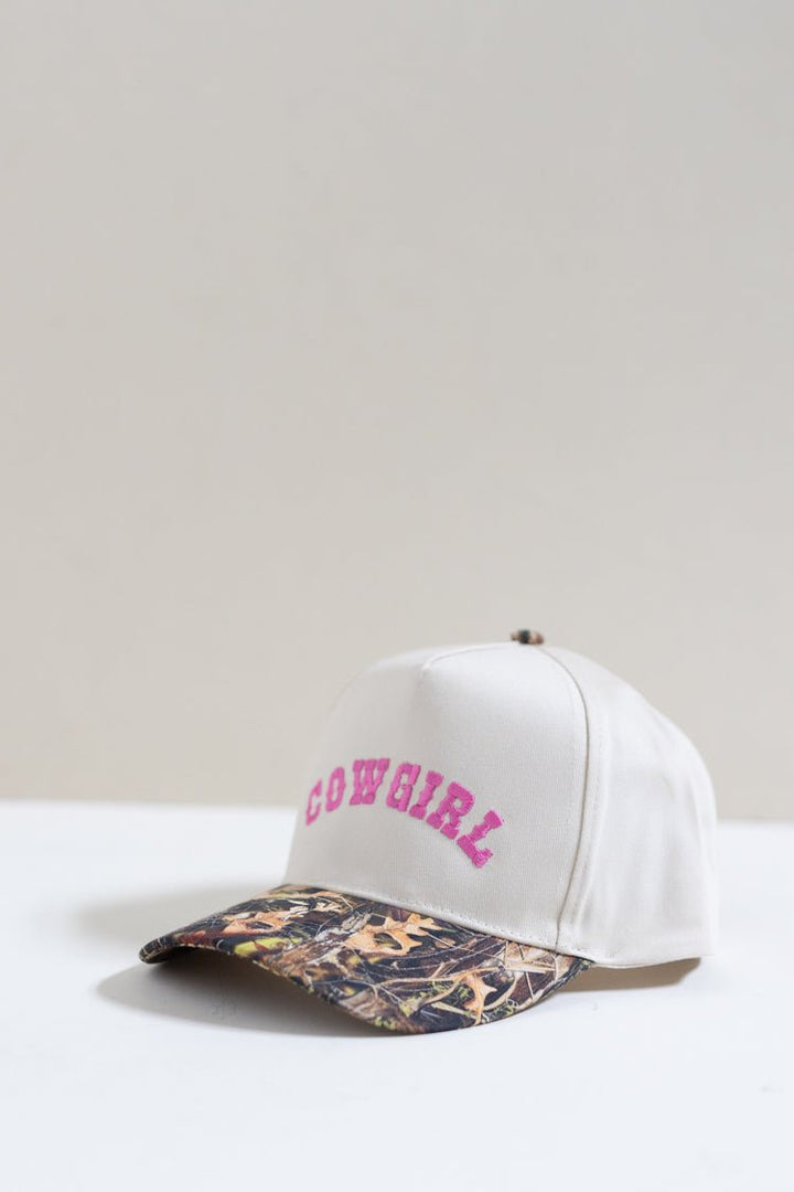 Cowgirl Lettering Embroidery Camo Two - Tone Cap - Flea Style
