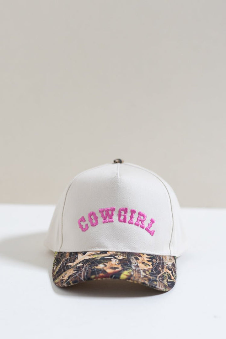Cowgirl Lettering Embroidery Camo Two - Tone Cap - Flea Style