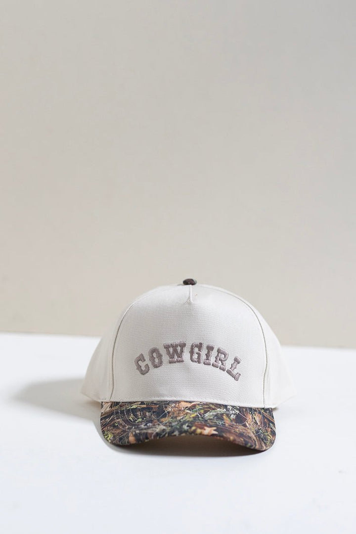 Cowgirl Lettering Embroidery Camo Two - Tone Cap - Flea Style