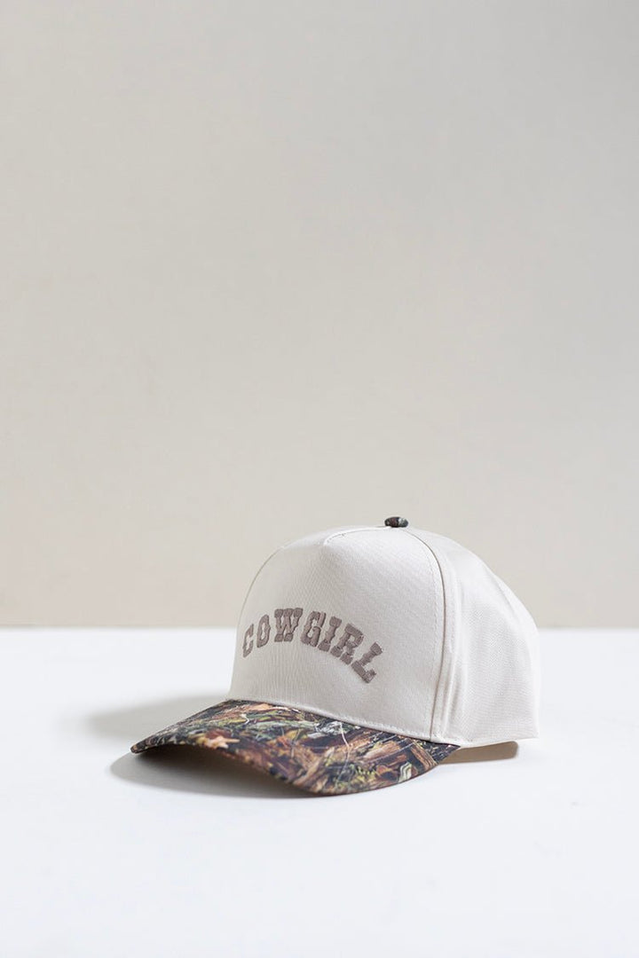 Cowgirl Lettering Embroidery Camo Two - Tone Cap - Flea Style