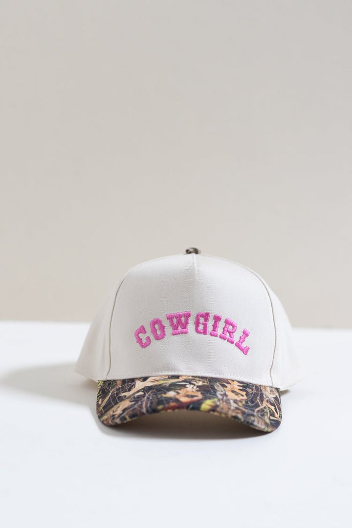 Cowgirl Lettering Embroidery Camo Two - Tone Cap - Flea Style