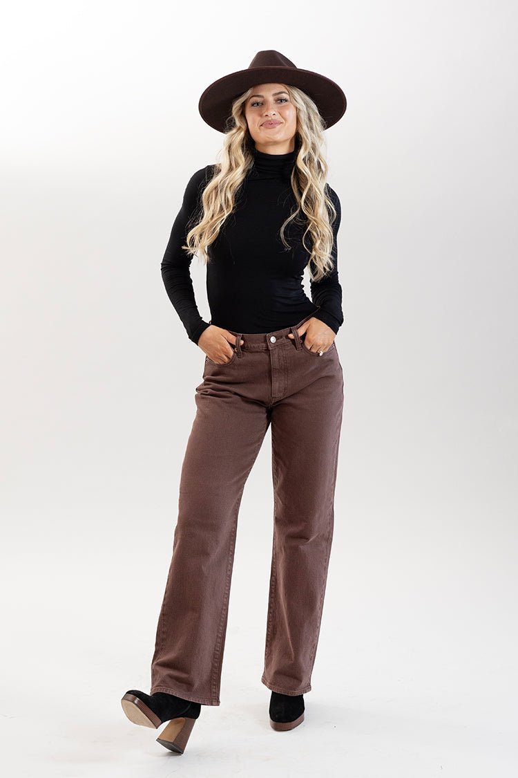 Dark Brown Straight Leg Baggy Fit Jeans - Flea Style