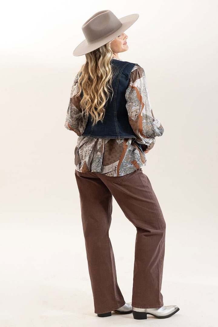 Dark Wash Denim Button Down Vest - Flea Style