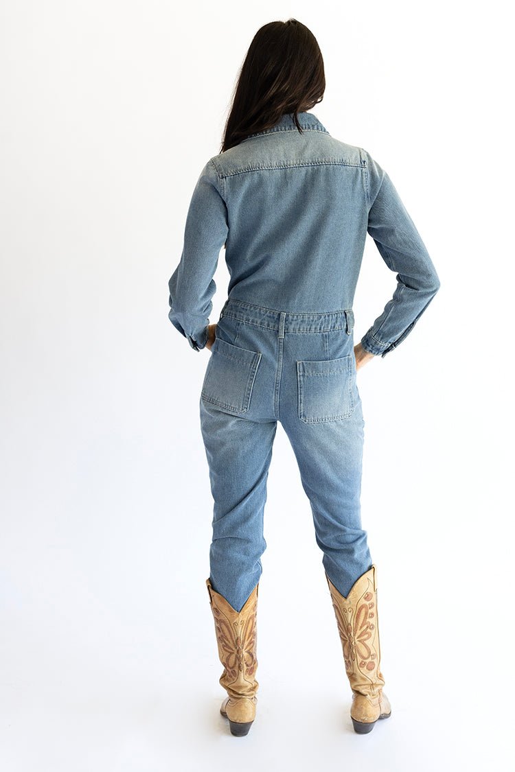 Denim Long Sleeve Jumpsuit - Flea Style