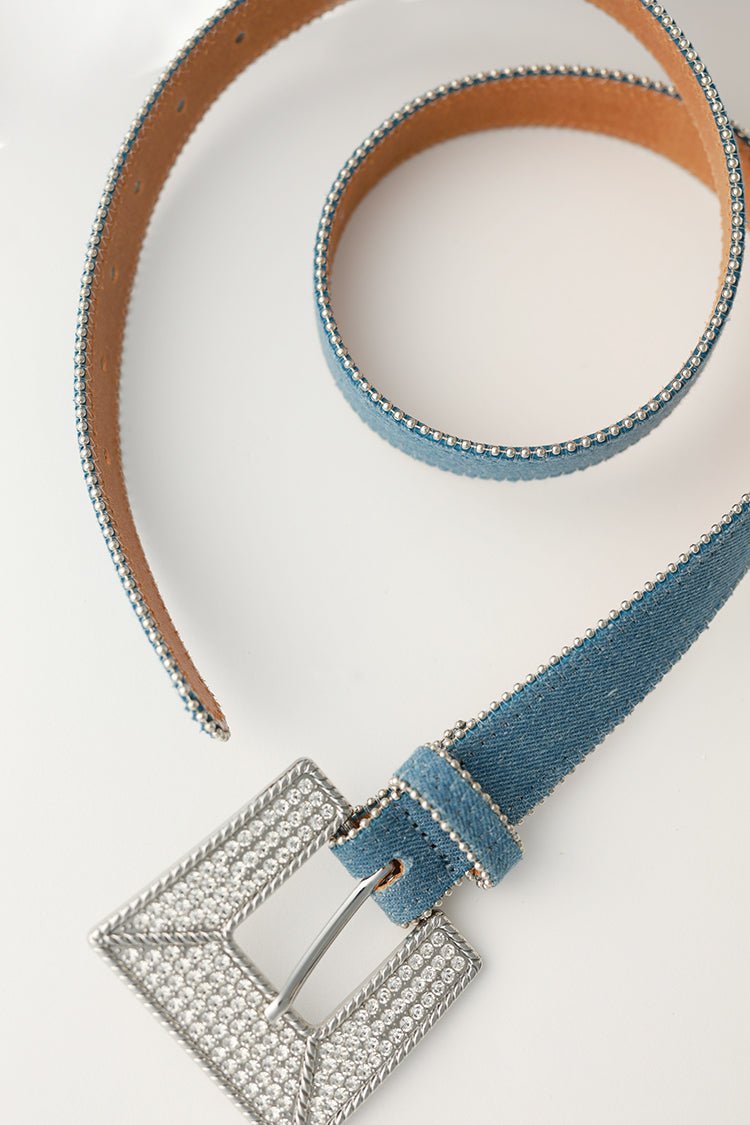 Denim Rhinestone Buckle Belt - Flea Style