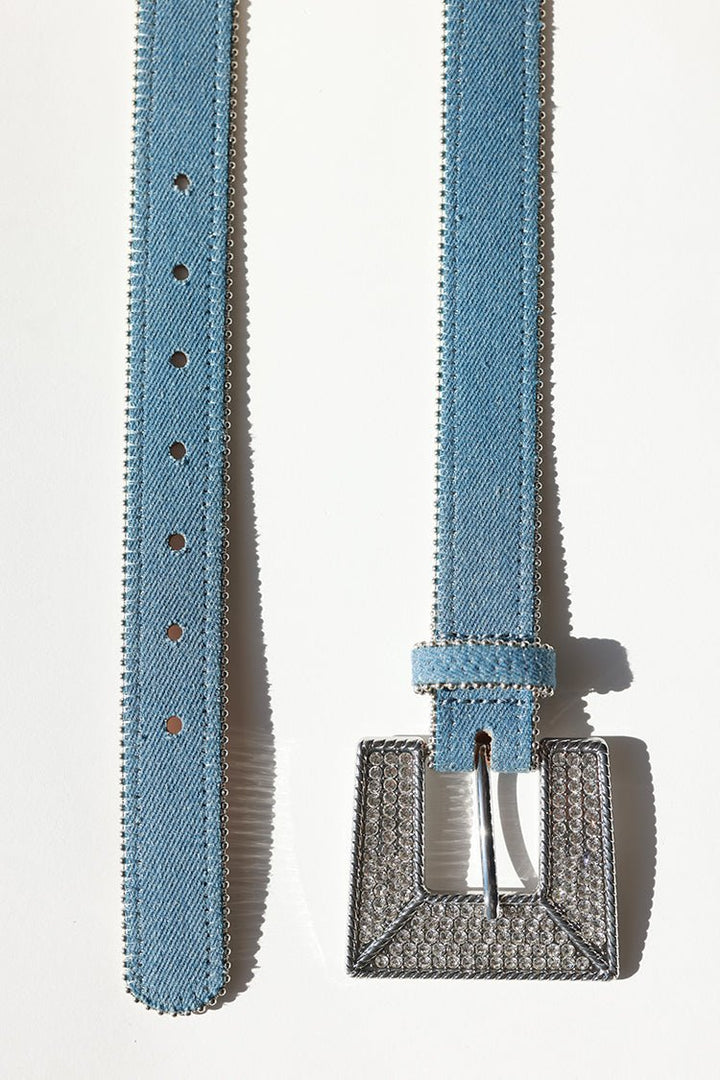 Denim Rhinestone Buckle Belt - Flea Style