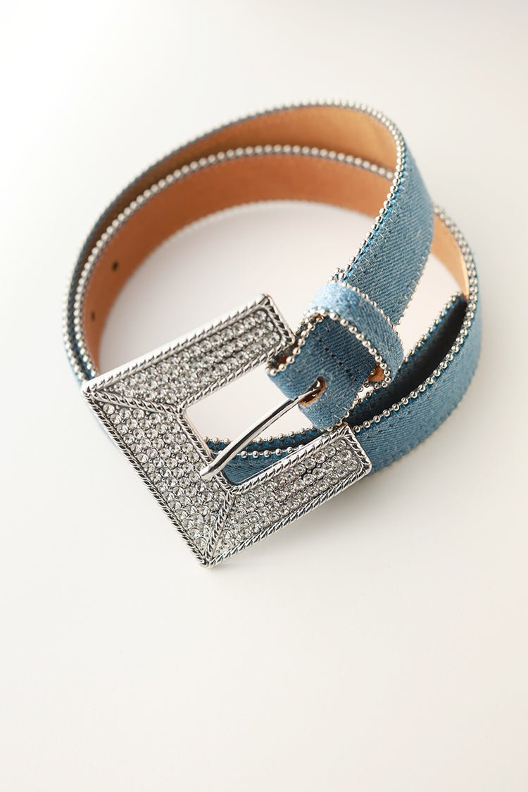 Denim Rhinestone Buckle Belt - Flea Style