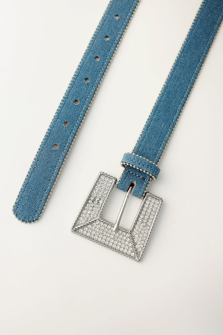 Denim Rhinestone Buckle Belt - Flea Style