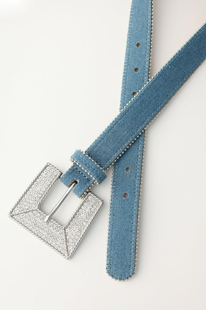 Denim Rhinestone Buckle Belt - Flea Style