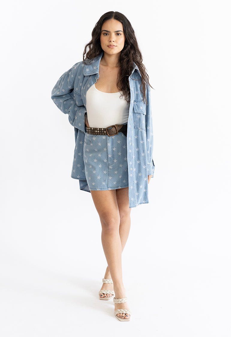 Denim Skirt with Stars - Flea Style