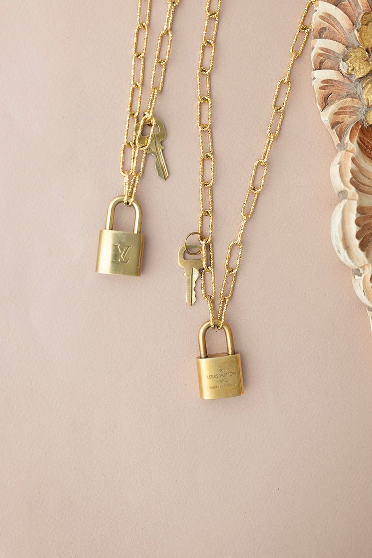 Designer Gold Lock and Key Necklace - Flea Style