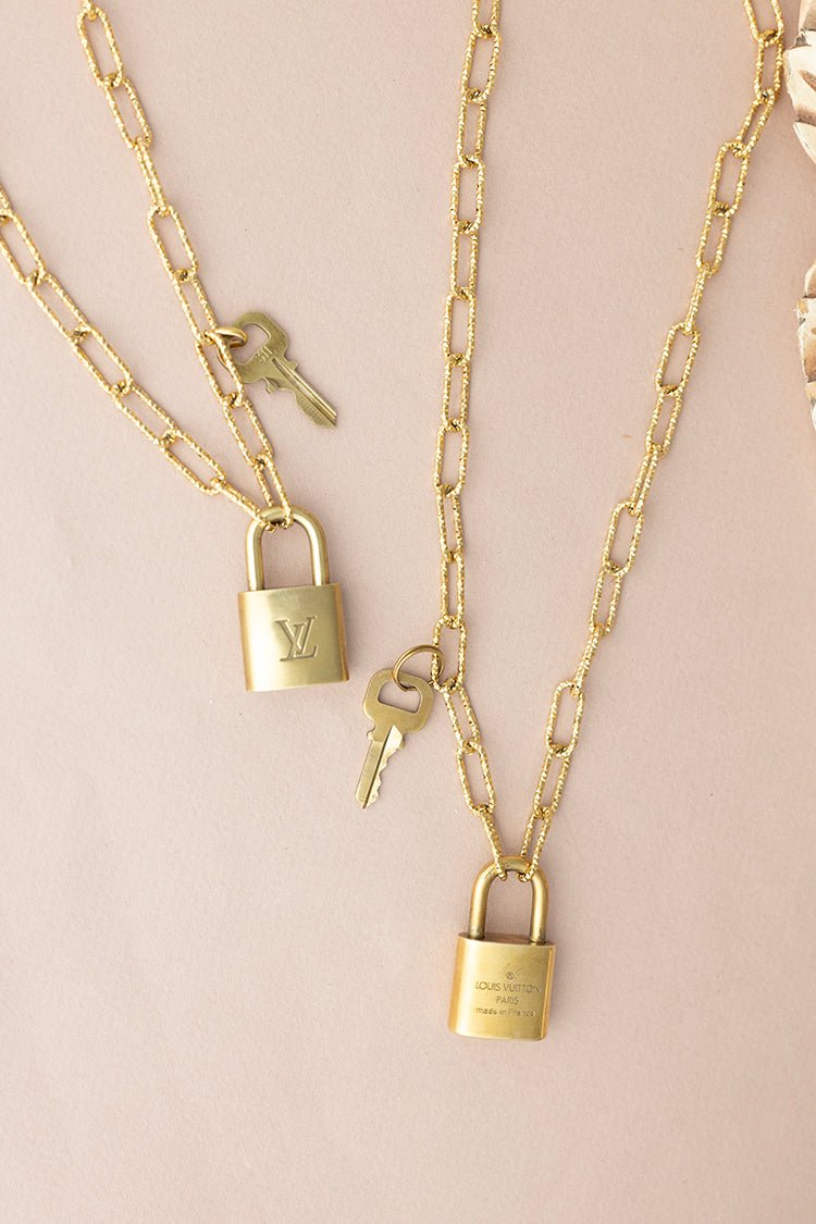 Designer Gold Lock and Key Necklace - Flea Style