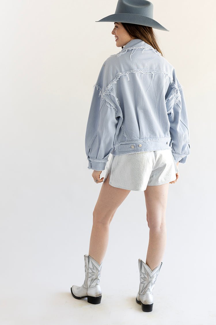 Distressed Dusty Blue Denim Jacket - Flea Style