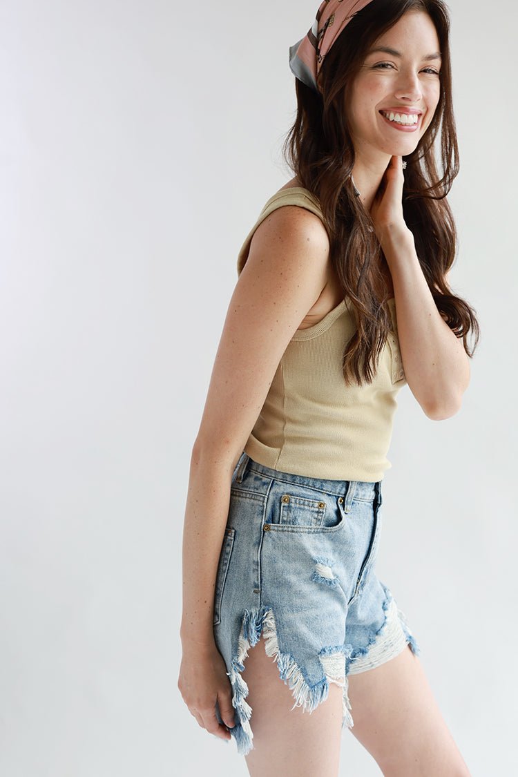 Distressed Washed Denim Shorts - Flea Style