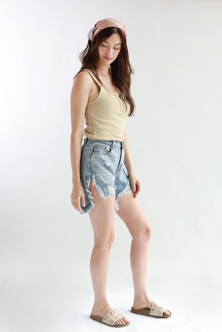 Distressed Washed Denim Shorts - Flea Style