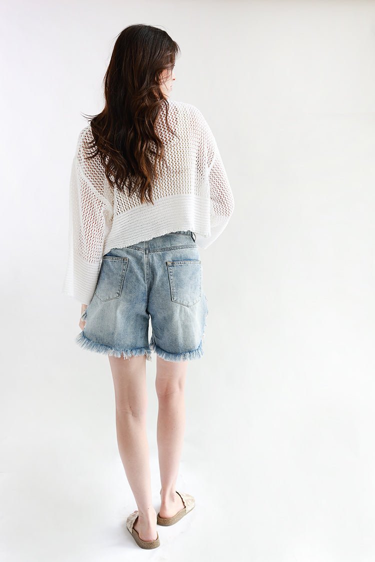 Distressed Washed Denim Shorts - Flea Style