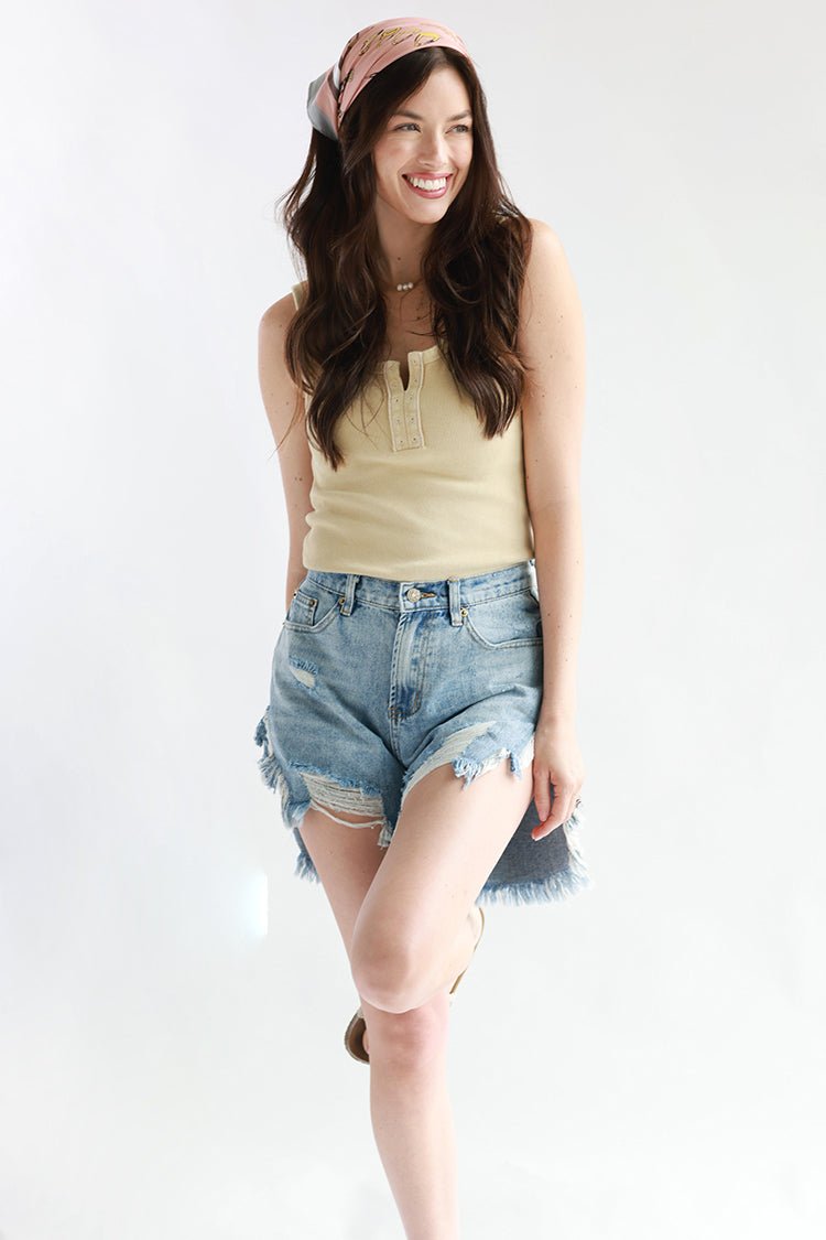 Distressed Washed Denim Shorts - Flea Style