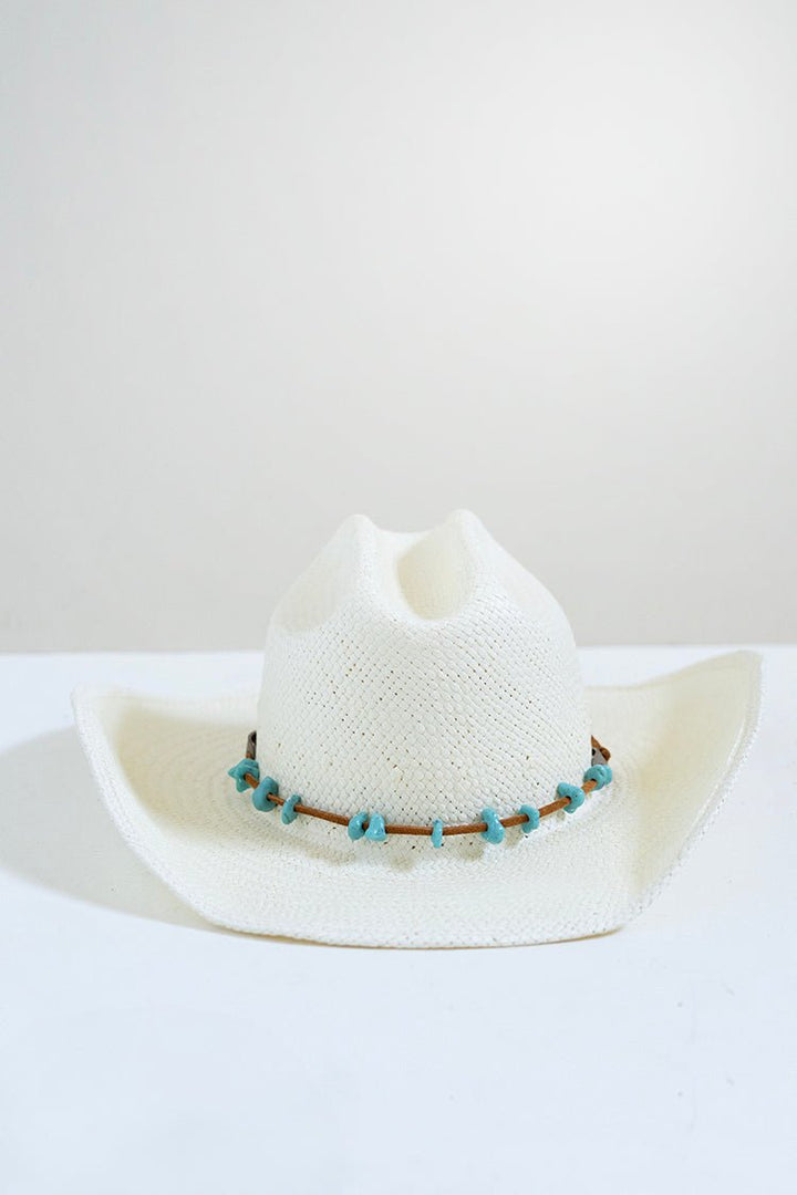 Double Wrap Turquoise and Leather Hat Band - Flea Style