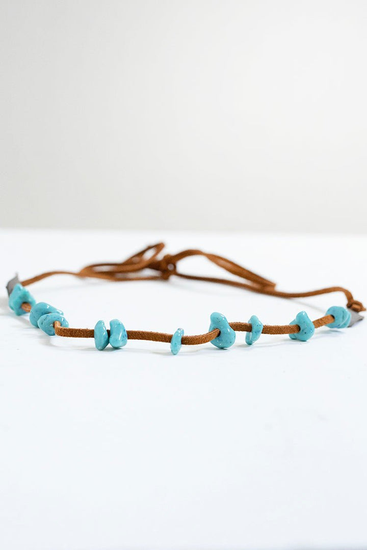 Double Wrap Turquoise and Leather Hat Band - Flea Style