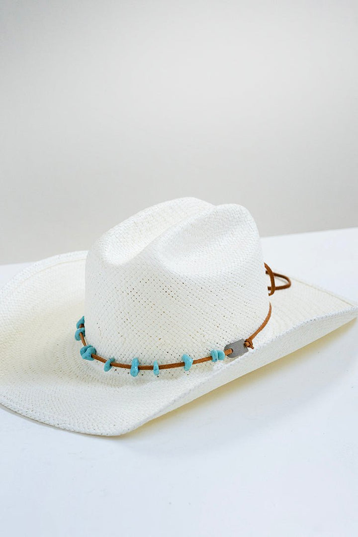 Double Wrap Turquoise and Leather Hat Band - Flea Style