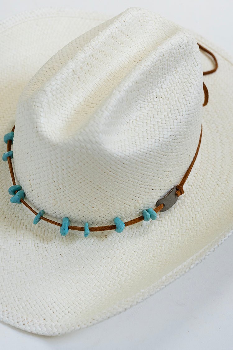 Double Wrap Turquoise and Leather Hat Band - Flea Style