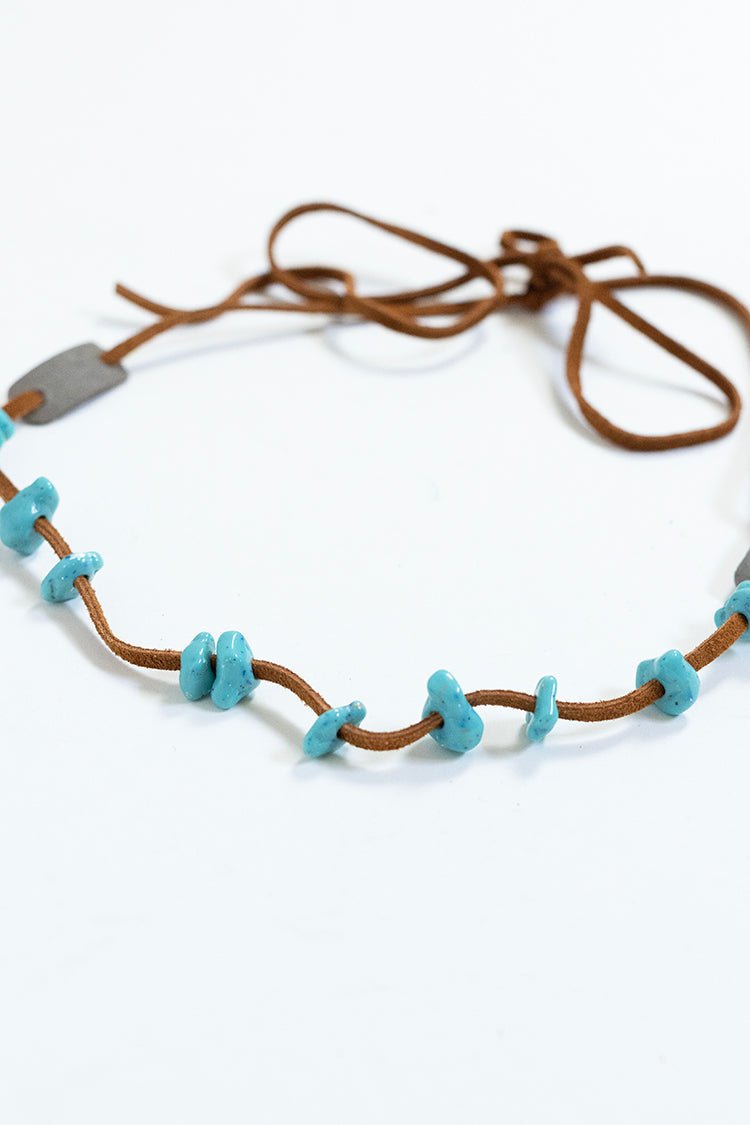 Double Wrap Turquoise and Leather Hat Band - Flea Style