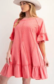 Eyelet Lace Ruffle Hem Flowy Dress - Flea Style