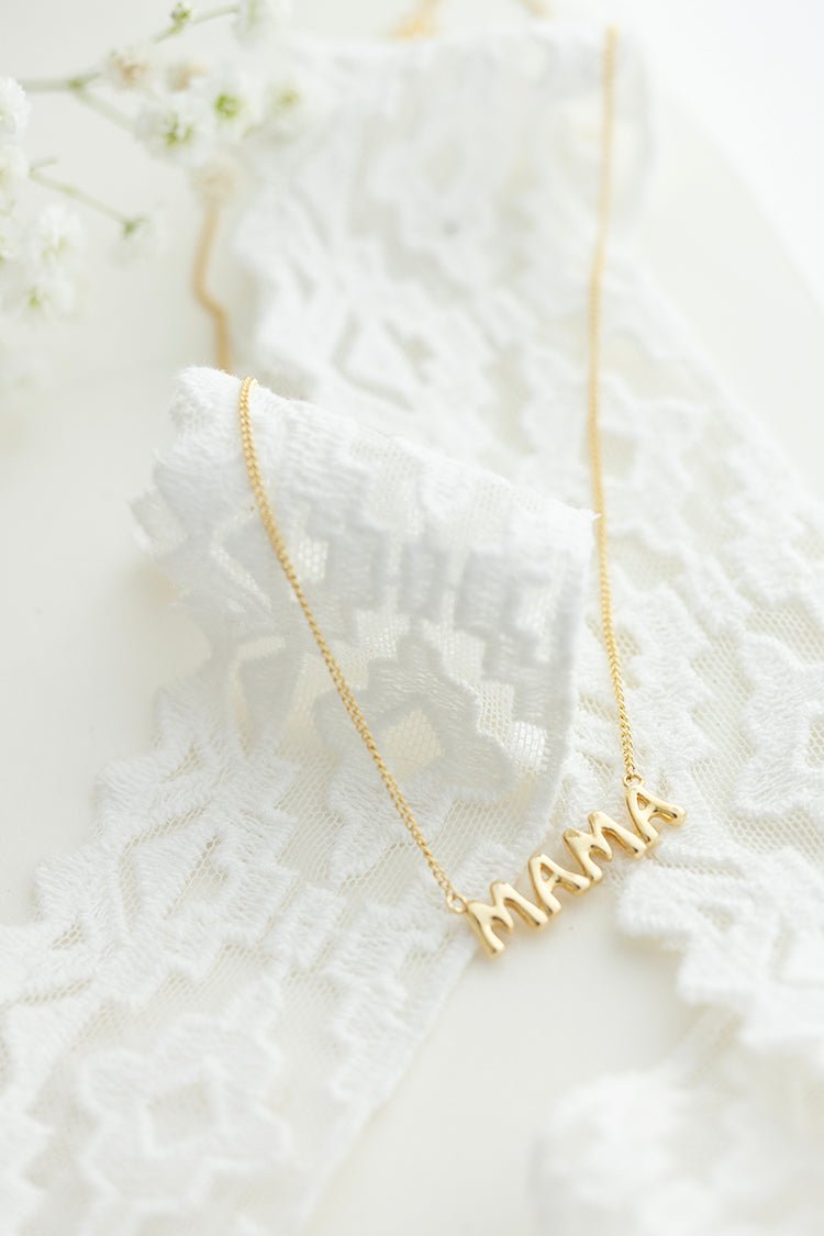 Gold Bubble Letter "Mama" Necklace - Flea Style
