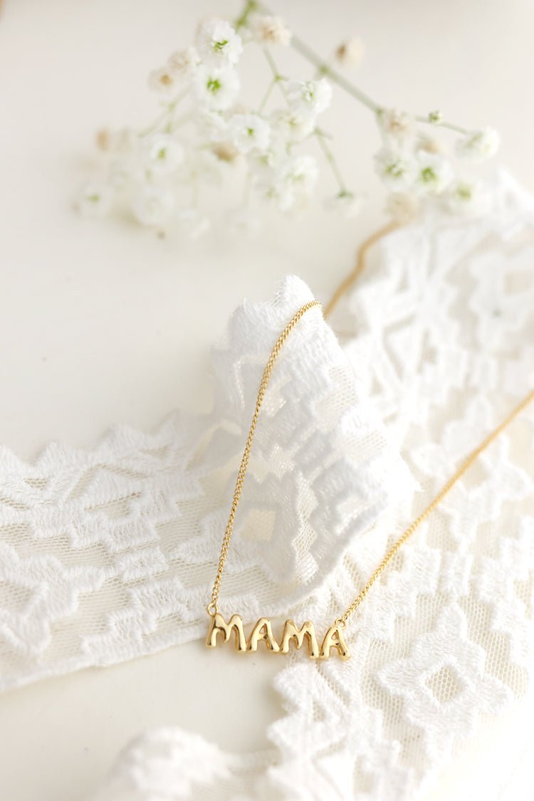 Gold Bubble Letter "Mama" Necklace - Flea Style
