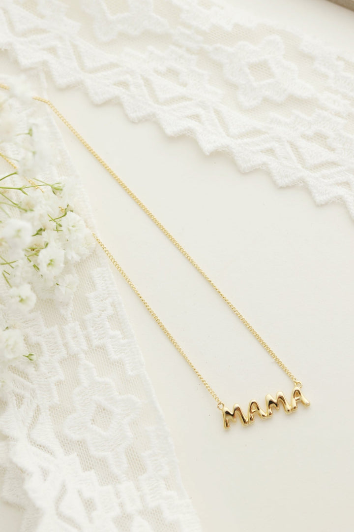 Gold Bubble Letter "Mama" Necklace - Flea Style