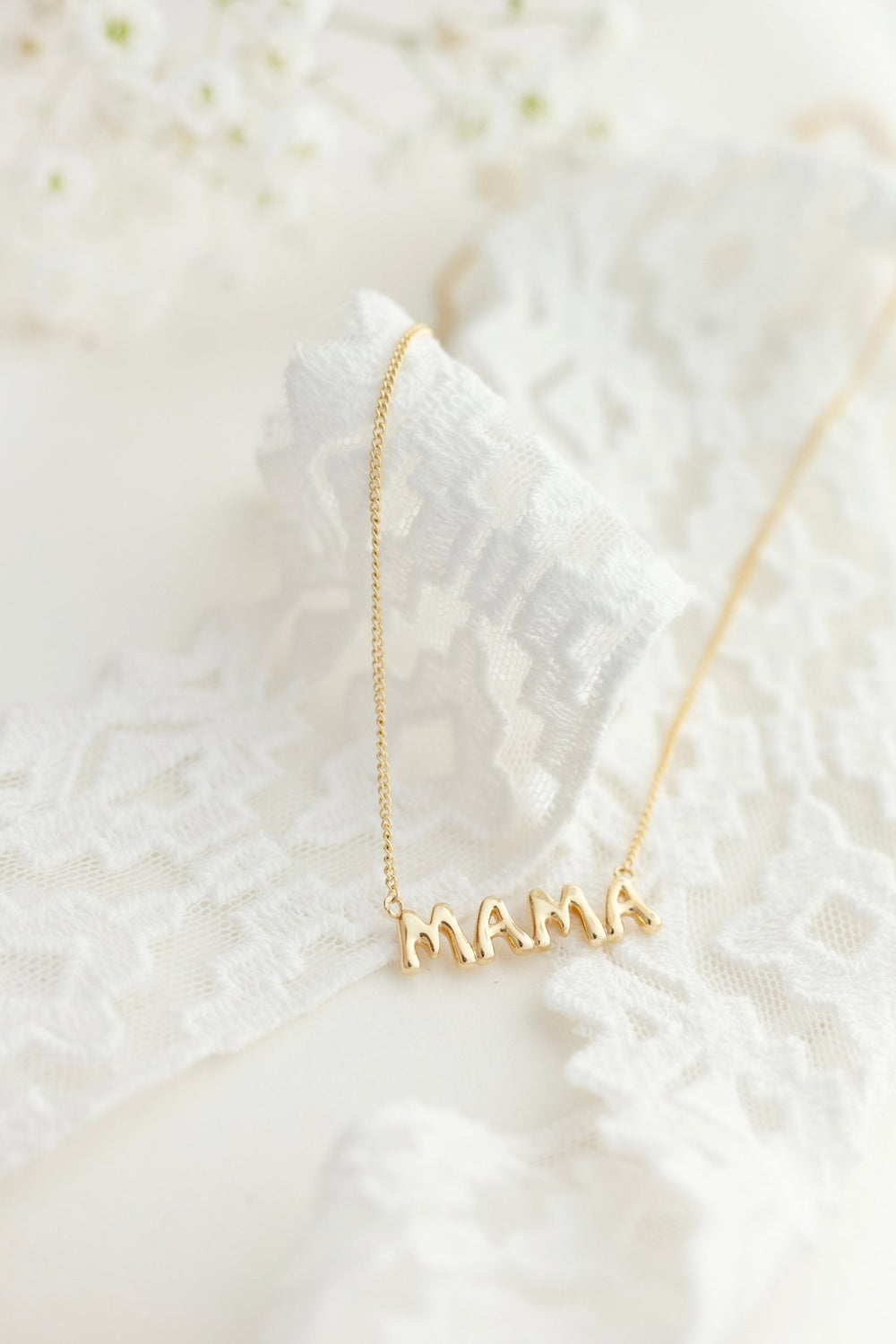 Gold Bubble Letter "Mama" Necklace - Flea Style