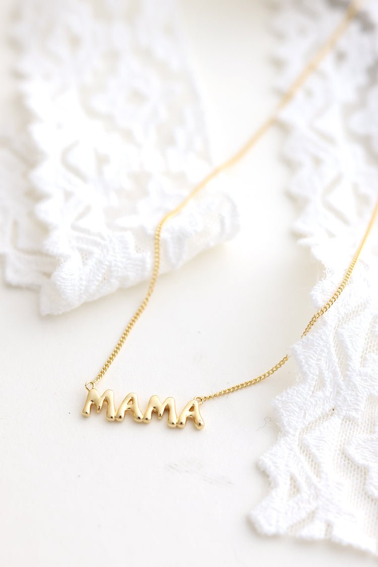 Gold Bubble Letter "Mama" Necklace - Flea Style