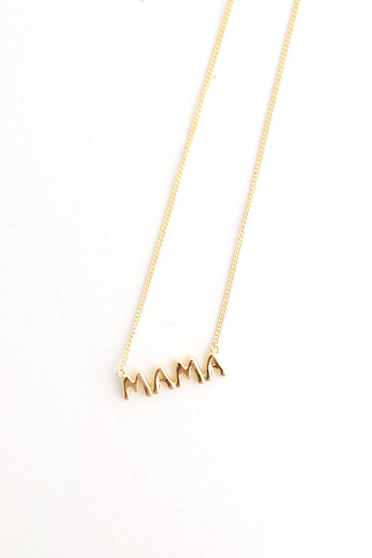 Gold Bubble Letter "Mama" Necklace - Flea Style