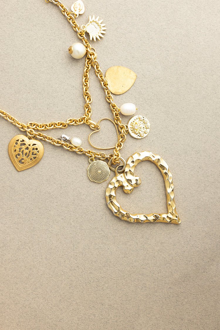 Gold Heart Vintage Charm Necklace - Flea Style