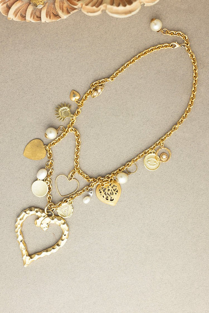 Gold Heart Vintage Charm Necklace - Flea Style