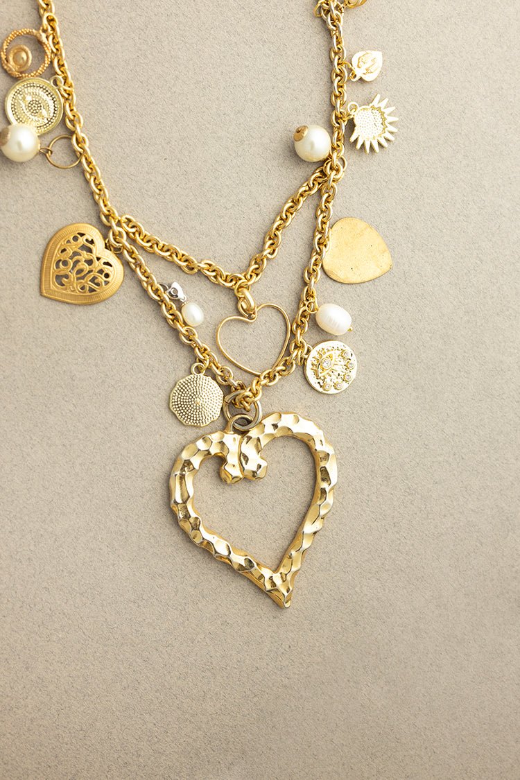 Gold Heart Vintage Charm Necklace - Flea Style