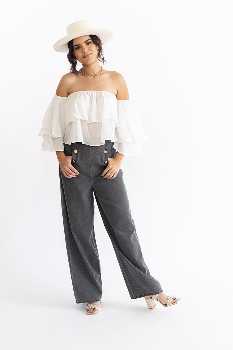 Gray Chambray Flowy Trouser - Flea Style