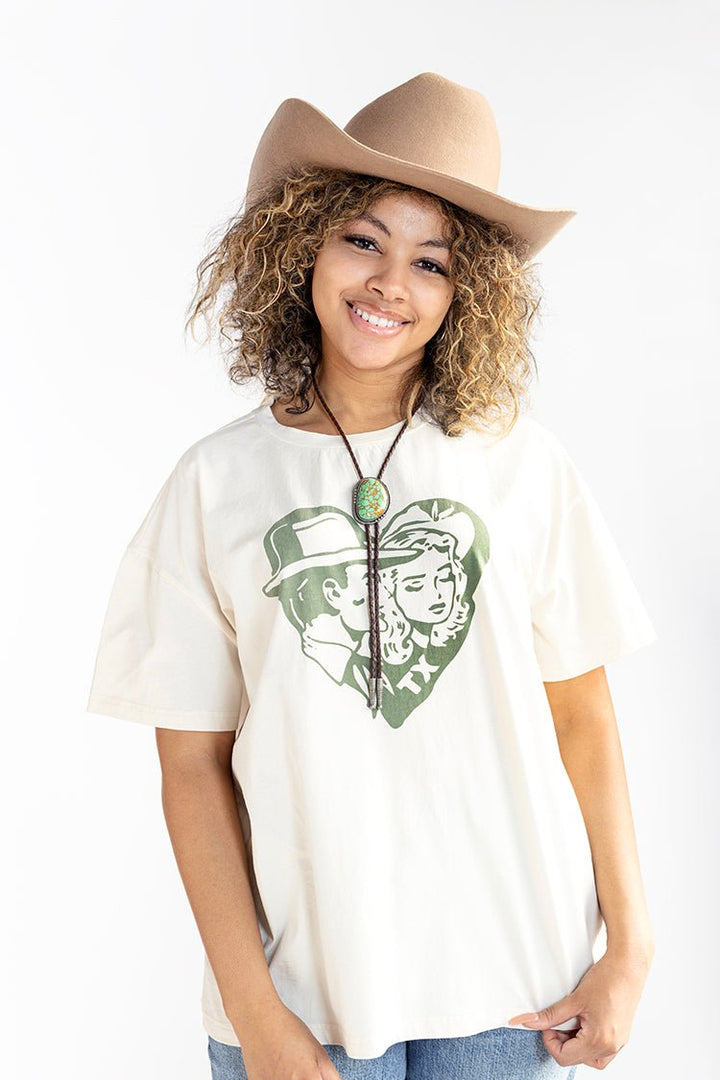 Green Texas Love Oversized Graphic T-Shirt - Flea Style